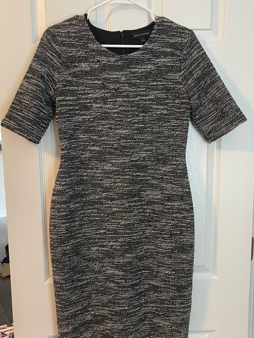 Banana Republic Black and White Textured Sheath Dress